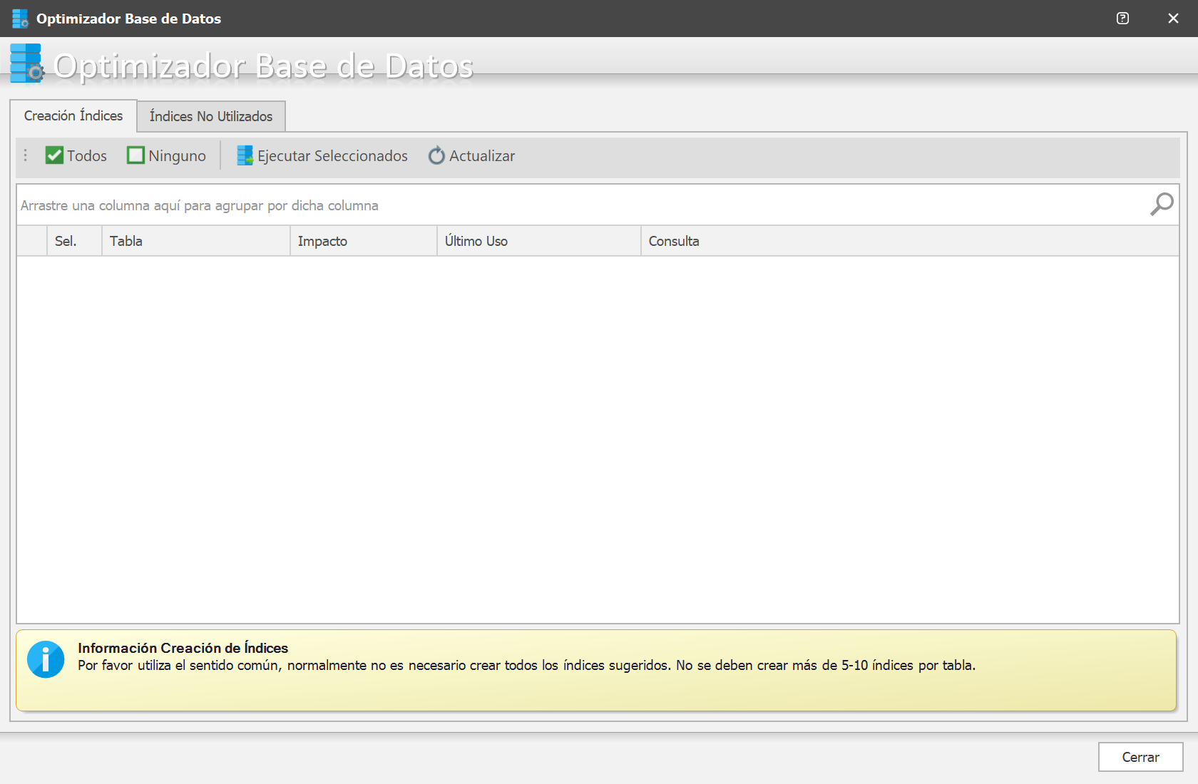 Optimizar base de datos